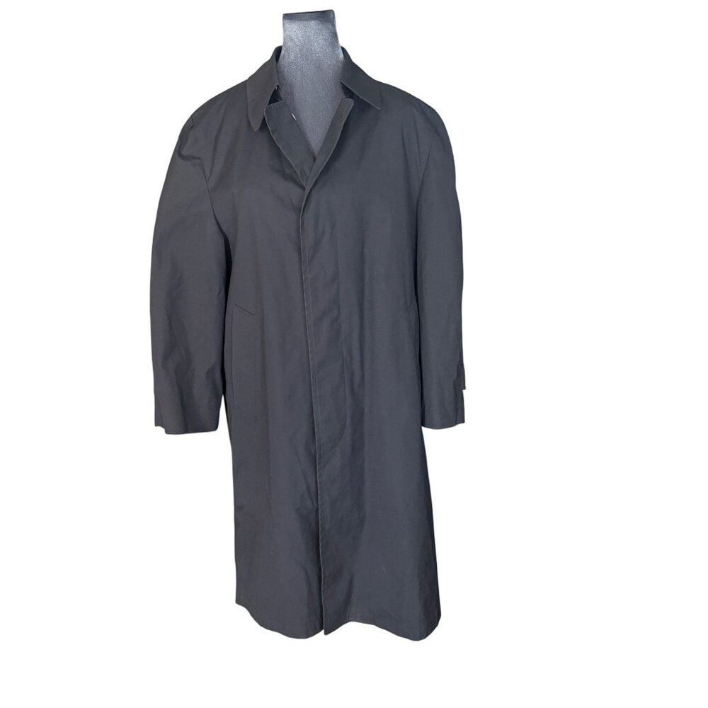 London Fog Vintage Black Mens Trench Coat with Removable Lining  Size 38 Short